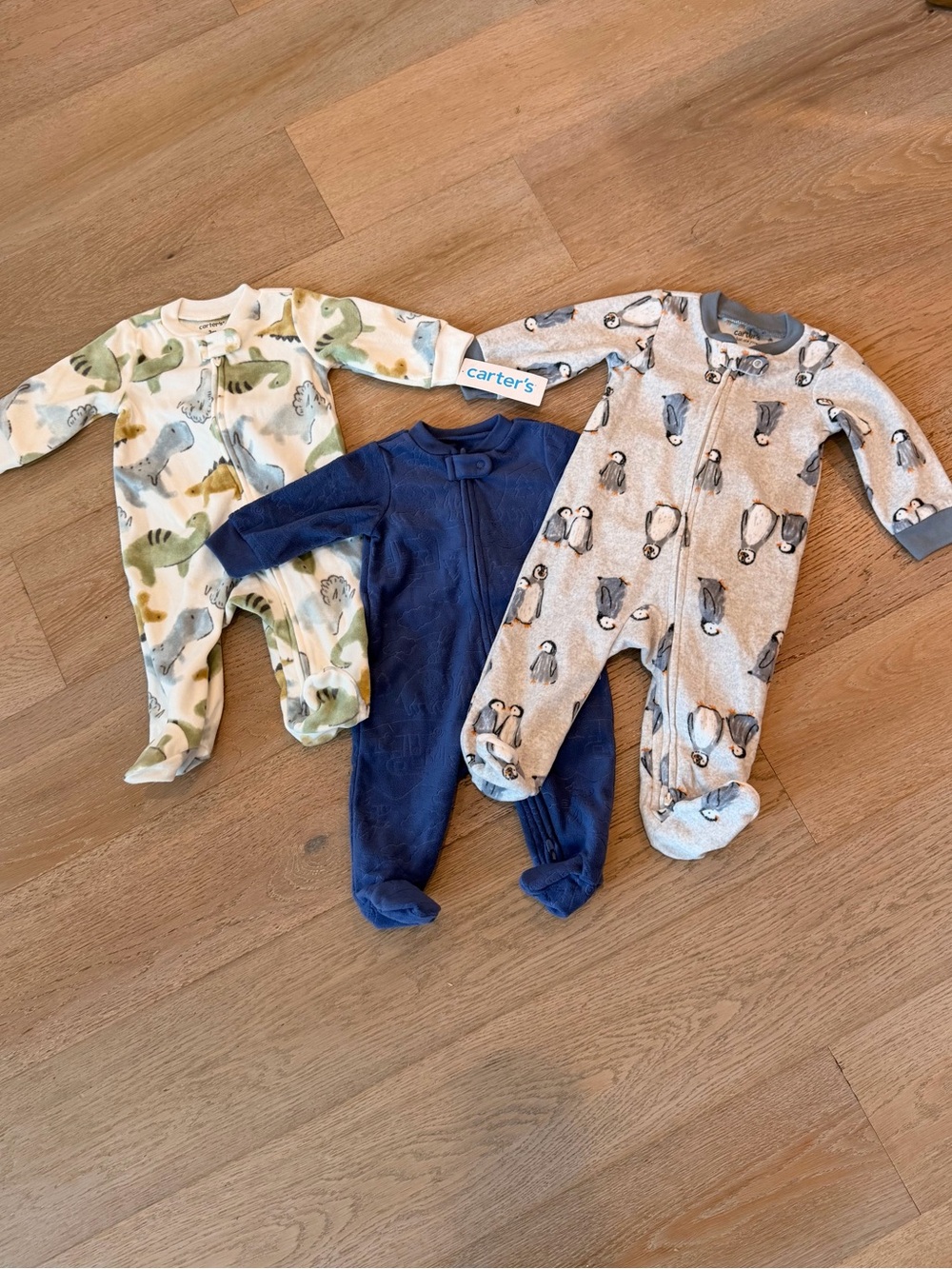 Set of 3 Carter's Baby Footed One-Piece Pajamas
